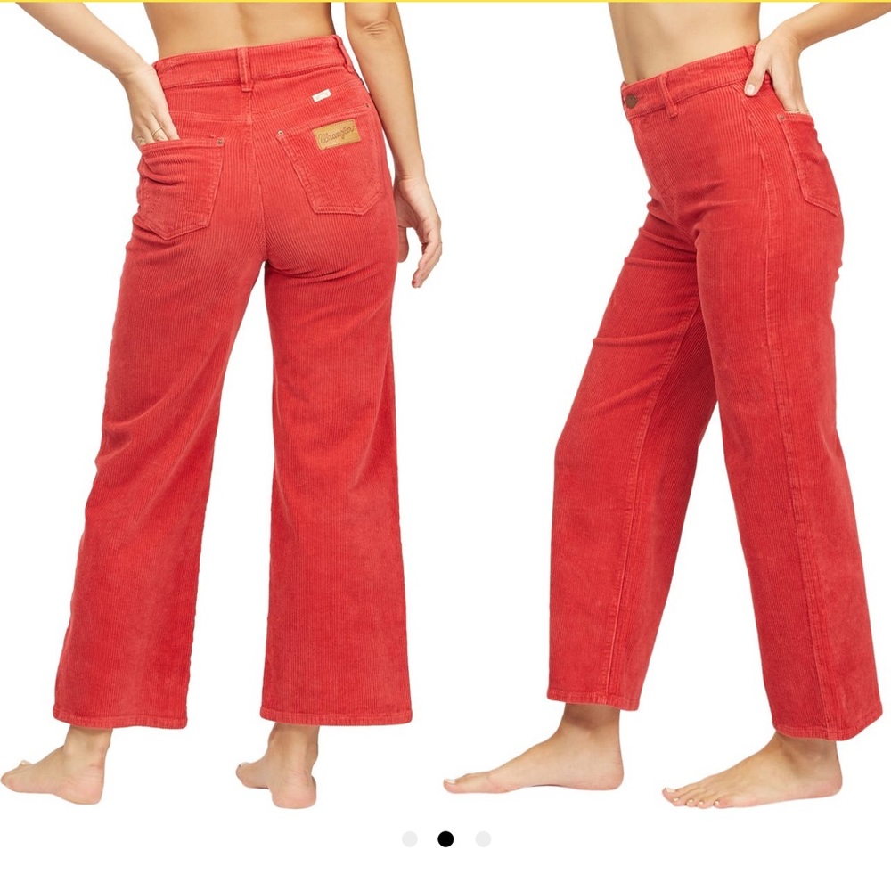 Billabong x Wrangler Red The Retro Wide Leg Corduroy Crop